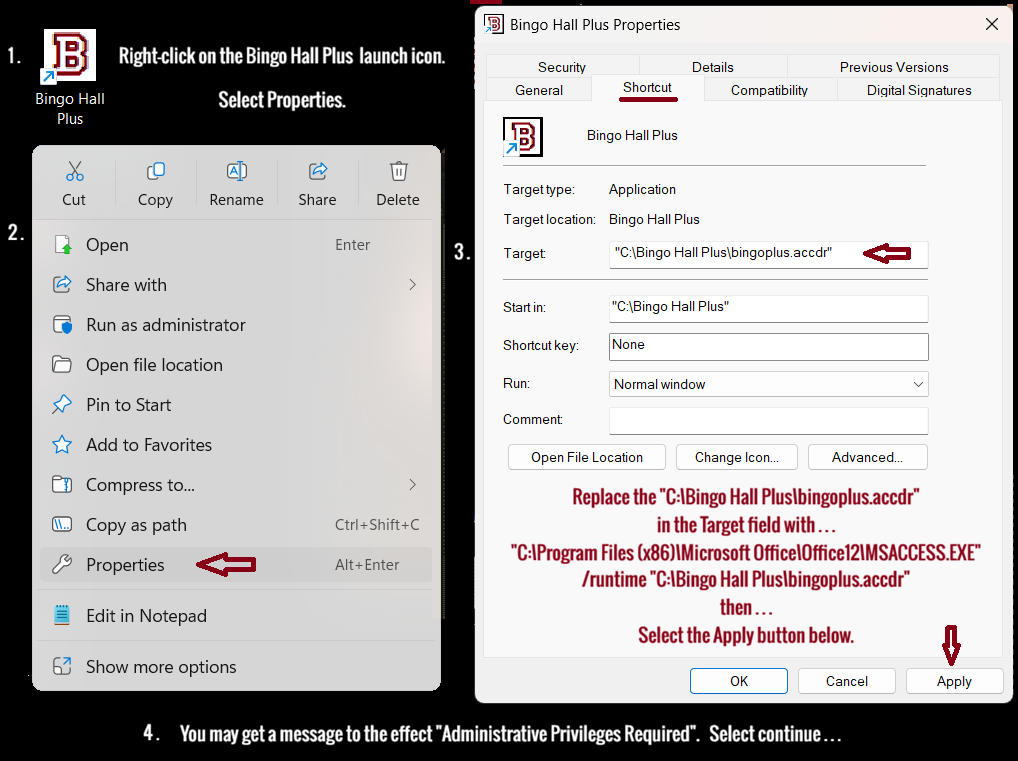 Modify the launch icon Target property